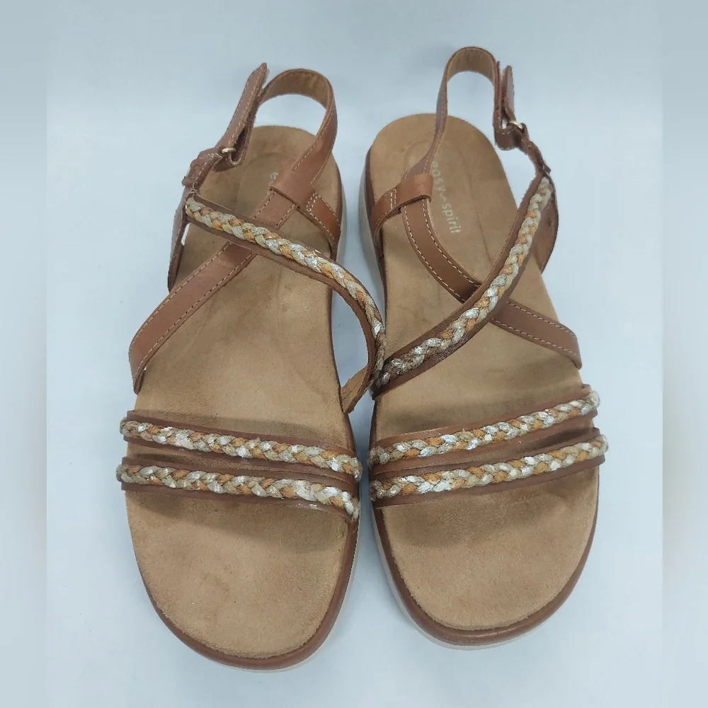 Easy Spirit Ivani Braided Slingback Sandals Brown Casual Women's Size 7M